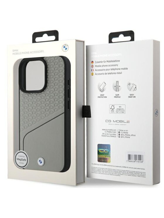 BMW Motorsport BMW Motorsport Etui na telefon Sign Leather Textured and Line Szary