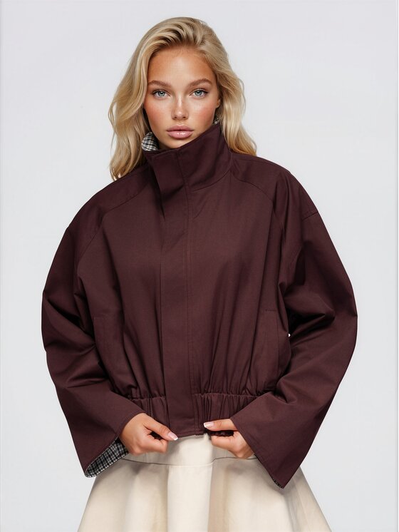 Ombre Ombre Bunda pro přechodné období OW-JT-E0017 Bordó Oversize