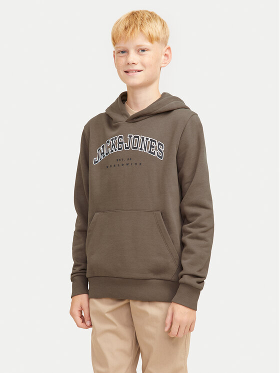 Jack&Jones Junior Mikina Caleb 12259564 Hnedá Relaxed Fit