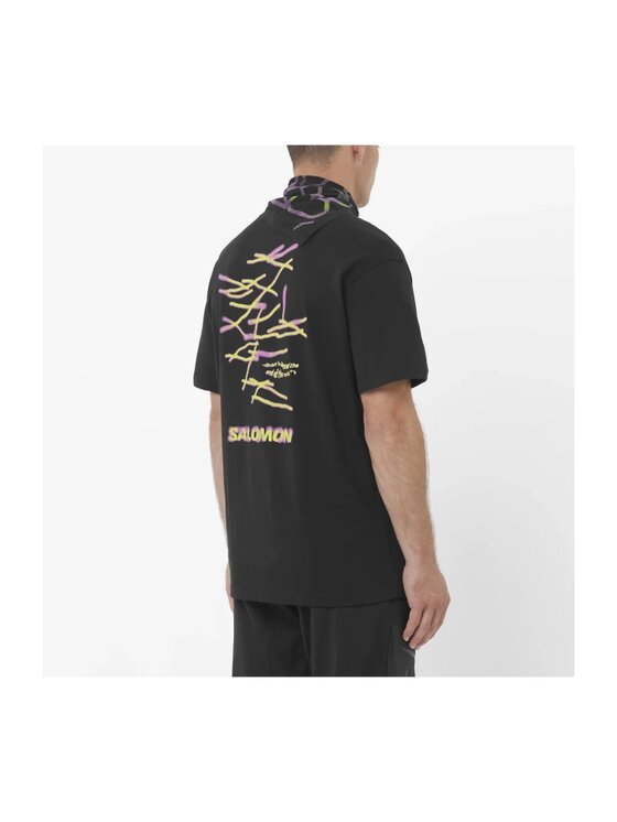 Salomon Salomon T-Shirt WILD RAYS GRAPHIC Czarny Regular Fit