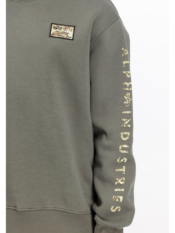 Alpha Industries Alpha Industries Bluza Camo Sleeve Sweatshirt Zielony Regular Fit