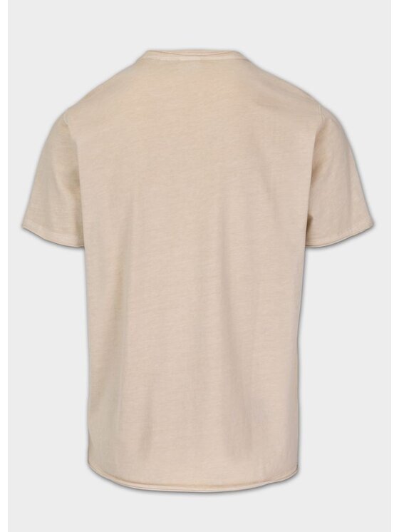 PITBULL PITBULL T-Shirt Koszulka męska Denim Washed Raw OPEN BEACH XL Beżowy Regular Fit