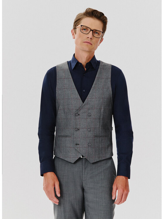 Pako Lorente Pako Lorente Kamizelka P24WF-8X-003 Szary Slim Fit