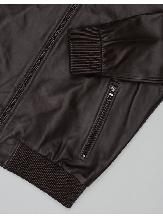 Borgio Borgio Kurtka skórzana asiago_cb Brązowy Slim Fit