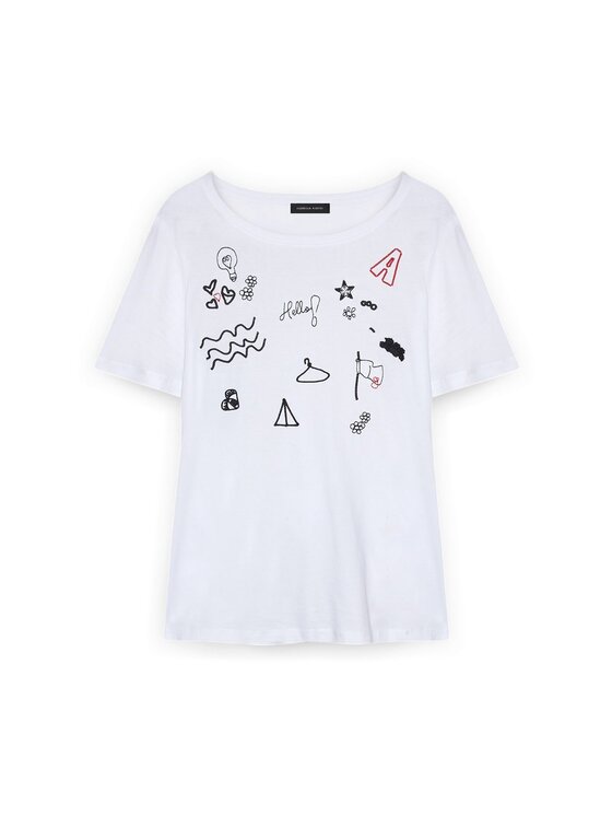 Fiorella Rubino Fiorella Rubino T-Shirt G02OL008855N011 Biały Regular Fit