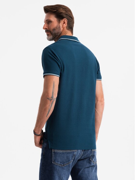 Ombre Ombre Polokošile OM-POSS-0110 Tmavomodrá Regular Fit