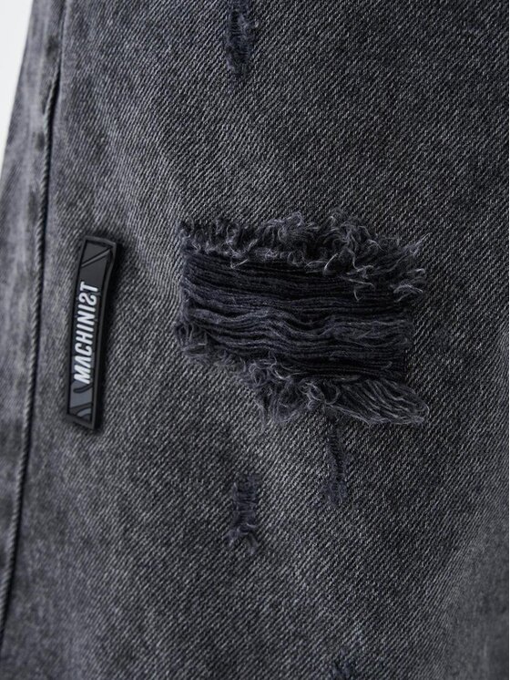 MyStars MyStars Szorty jeansowe Krótkie Spodenki Jeansowe Z Uszkodzeniami Męskie Ciemne Szare MyStars Black Basic 29 Czarny Loose Fit