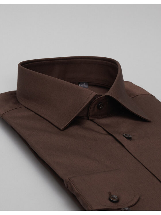 Borgio Borgio Koszula simeria Brązowy Slim Fit