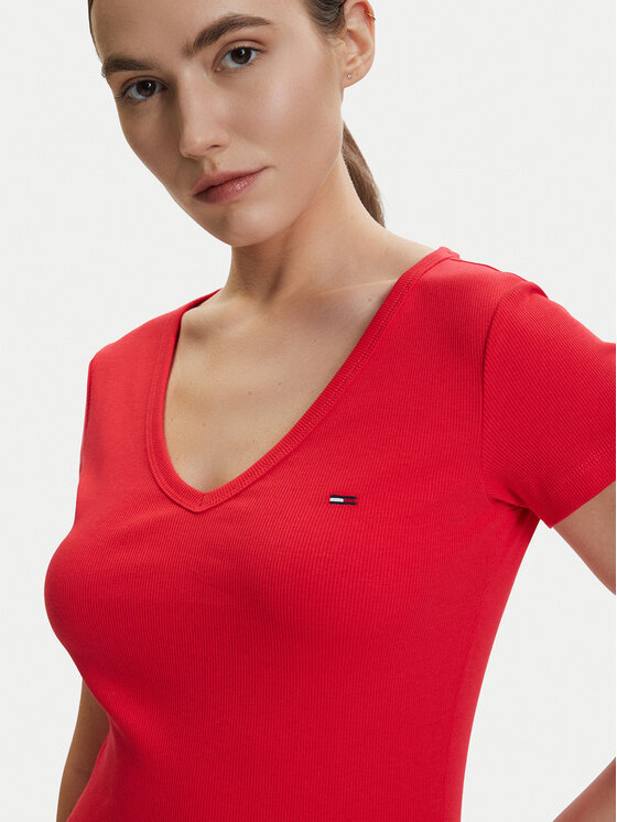 Tommy Jeans Tommy Jeans Тишърт DW0DW17385 Червен Slim Fit