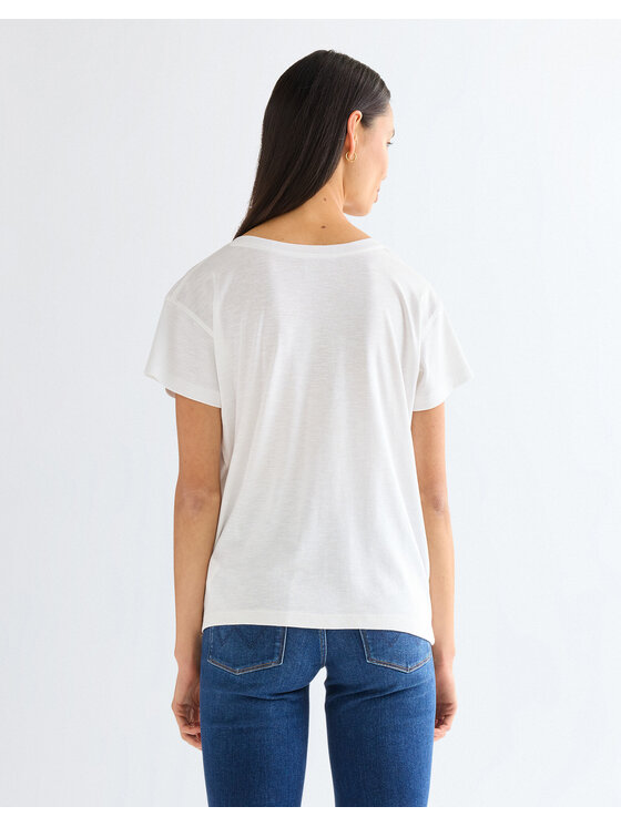 Wrangler Wrangler T-Shirt EASY V NECK Biały Regular Fit