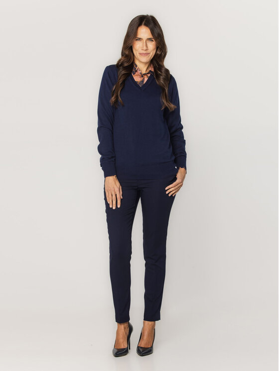 Willsoor Willsoor Sweter 88444 Granatowy Basic Fit