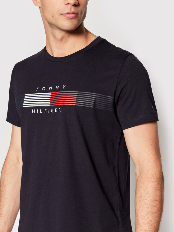 Tommy Hilfiger T-shirt Chest Corp Stripe Graphic MW0MW25612 Bleu marine  Slim Fit