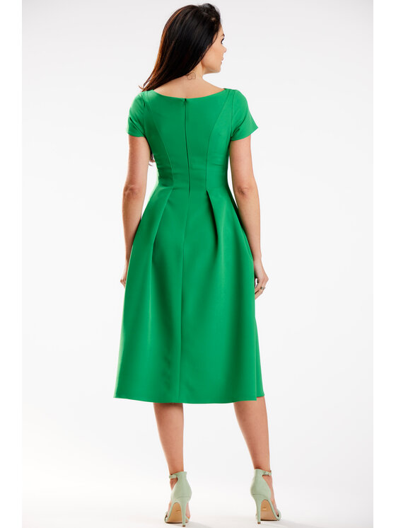 Awama Awama Sukienka letnia A569 Zielony Basic Fit