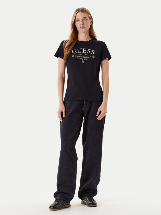 Guess Guess Tricou V5YI03 I3Z14 Negru Regular Fit