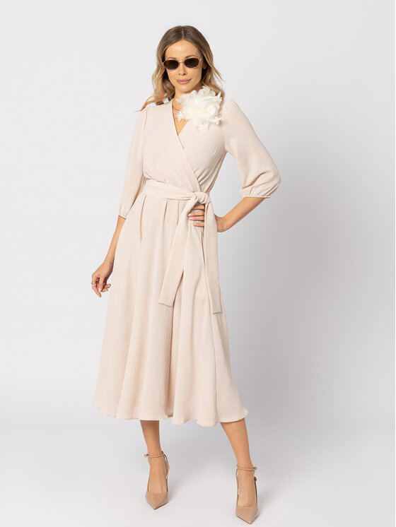 LIDIA KALITA LIDIA KALITA Sukienka koktajlowa Ophélie Beżowy jasny Flare Fit