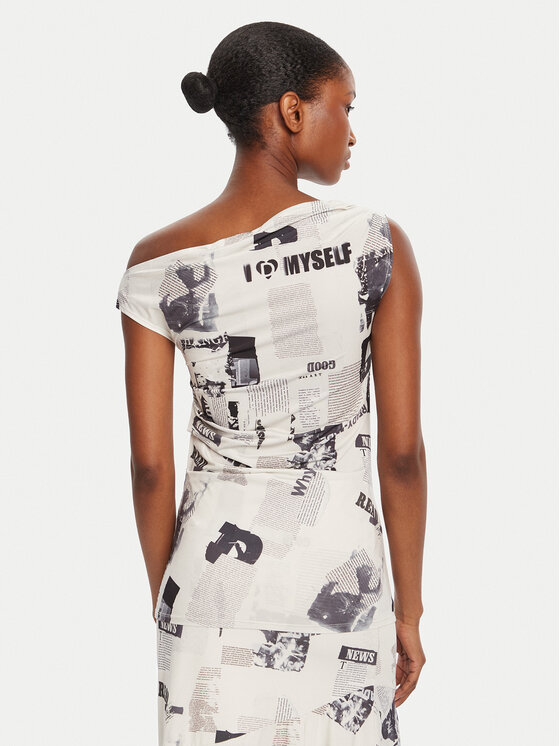 Desigual Desigual Bluse Breaking News 25WWTK10 Écru Regular Fit