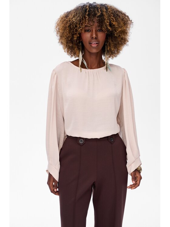 blue shadow blue shadow Bluzka Chic Beżowy Regular Fit