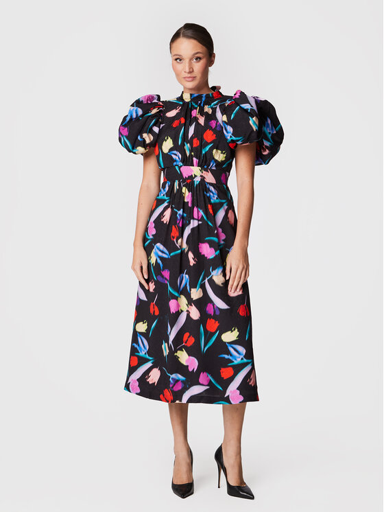 ROTATE Rochie cocktail Noon RT1544 Negru Regular Fit cocktail imagine noua