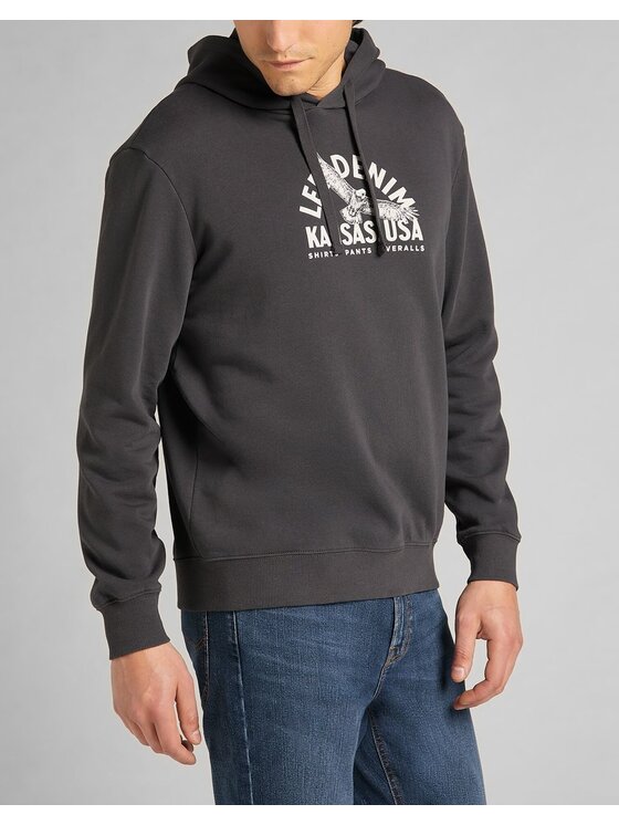 Lee Lee Bluza GRAPHIC HOODIE Szary Regular Fit