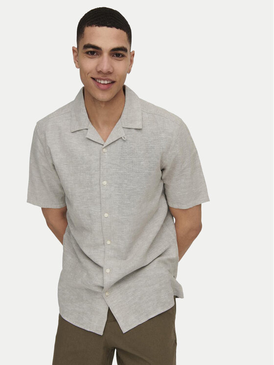Only & Sons Only & Sons Marškiniai Caiden 22025116 Smėlio Slim Fit