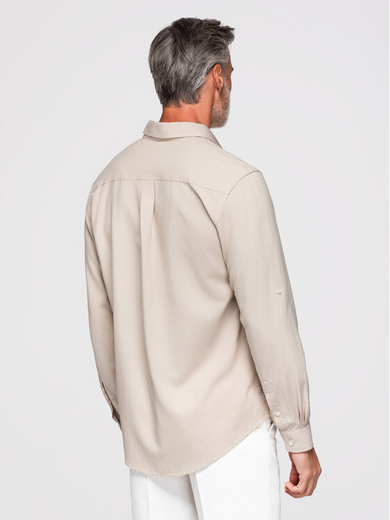 Ombre Ombre Koszula OM-SHCS-0190 Szary jasny Regular Fit