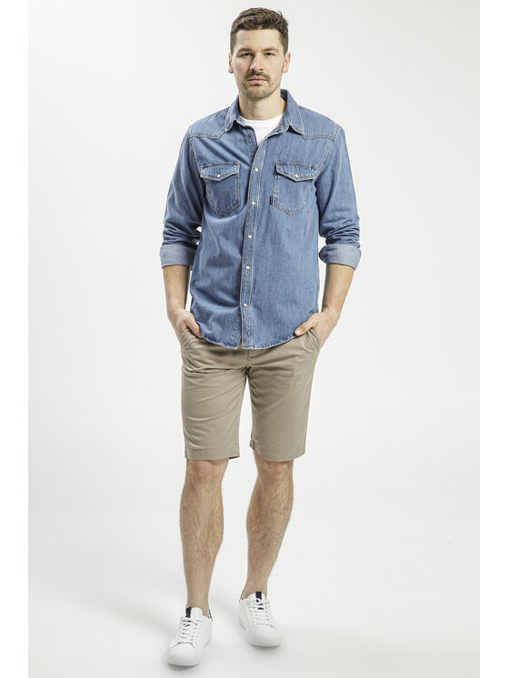 Cross Jeans Cross Jeans Szorty materiałowe A 565-282 Beżowy Chino Fit