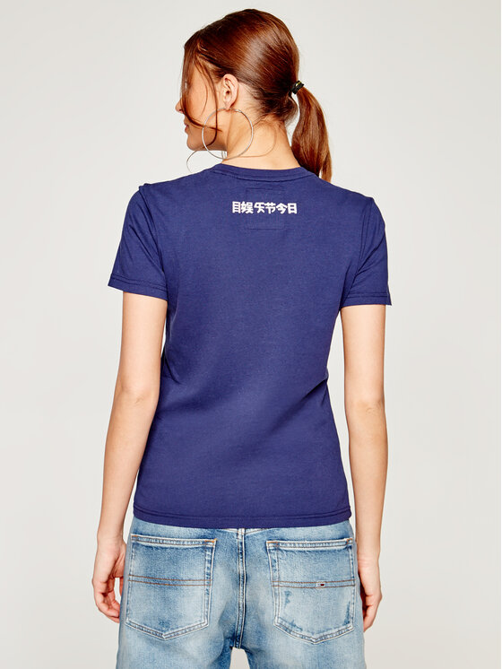 Superdry Superdry Tricou V Logo Photo Rose Infill Entry Tee W1000089A Bleumarin Regular Fit