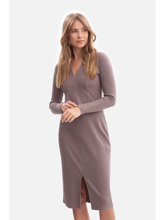 BeWear BeWear Sukienka dzianinowa b307 Brązowy Baggy Fit