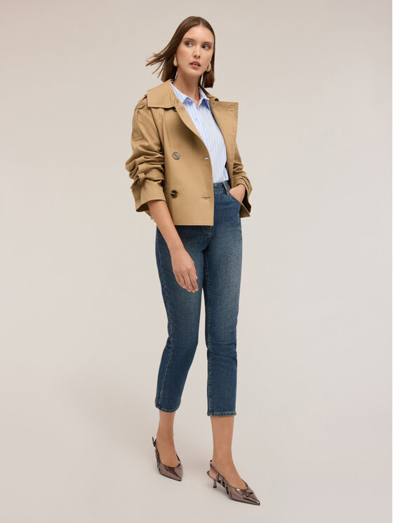 Motivi Motivi Cappotto R239W000137N002 Écru Regular Fit