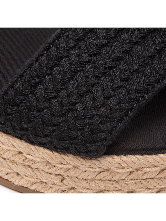 Tommy Hilfiger Tommy Hilfiger Espadrilles Th Textured Low Wedge Sandal FW0FW06555 Melns
