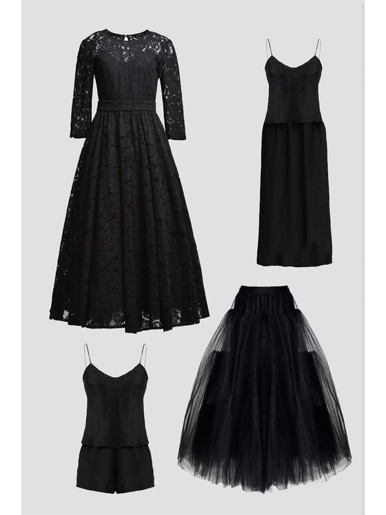 MATSOUR'I MATSOUR'I Sukienka elegancka Vicktoria Black Czarny A-Line Fit
