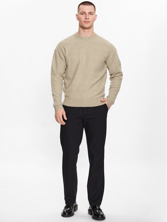 Calvin Klein Calvin Klein Sweter K10K110401 Beżowy Regular Fit
