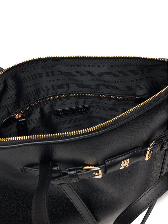 Tommy Hilfiger Tommy Hilfiger Handtasche Th Buckle Tote AW0AW19032 Schwarz