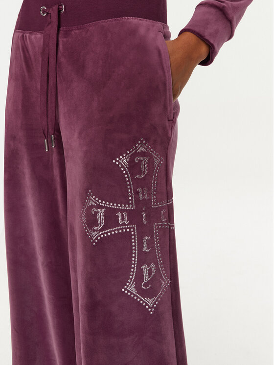 Juicy Couture Juicy Couture Spodnji del trenirke Jerry Cross JCBBJ224833 Bordo rdeča Wide Leg