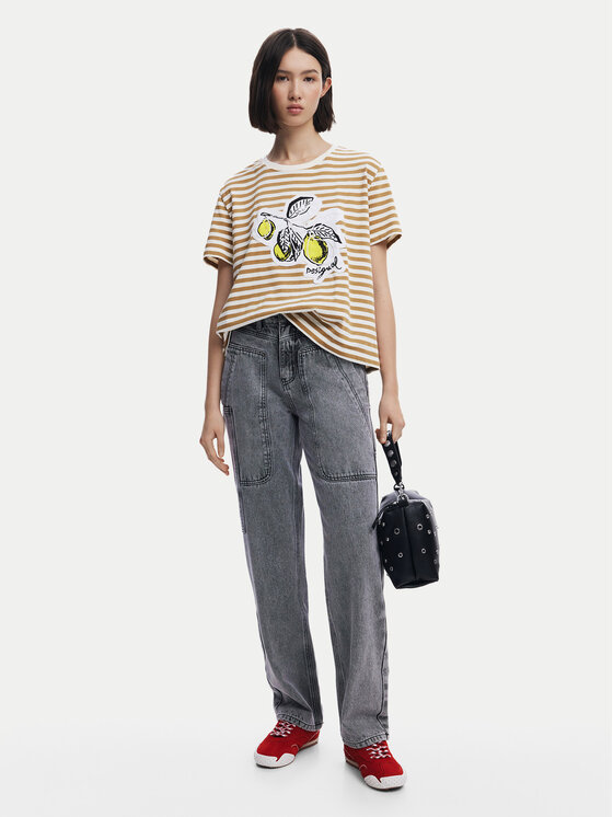 Desigual Desigual T-särk Lemon 25SWTKAE Beež Regular Fit