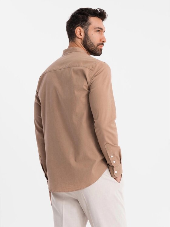Ombre Ombre Koszula OM-SHCS-0161 Brązowy Regular Fit