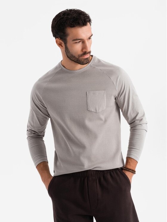 Ombre Ombre Longsleeve OM-LSCL-0109 Szary Regular Fit