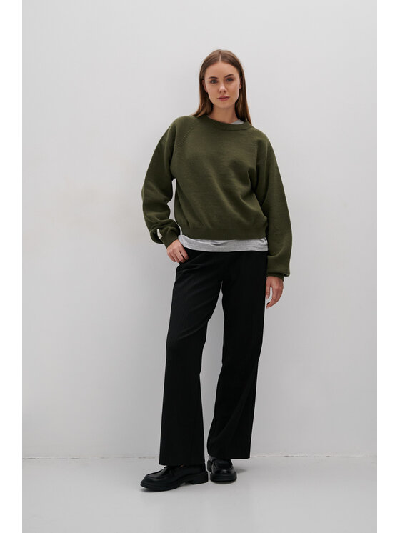 Fobya Fobya Sweter F2063 Zielony Basic Fit
