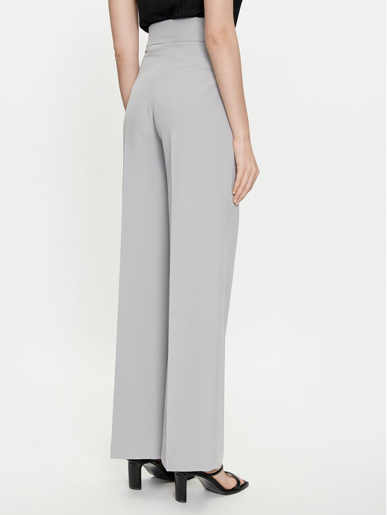 Maryley Maryley Hlače iz tkanine 24EB680/43LU Siva Wide Leg