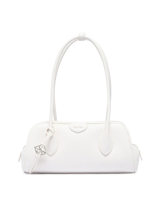 Calvin Klein Torebka Quilted Nylon Medium Shoulder Ba LV04F3743G Biały