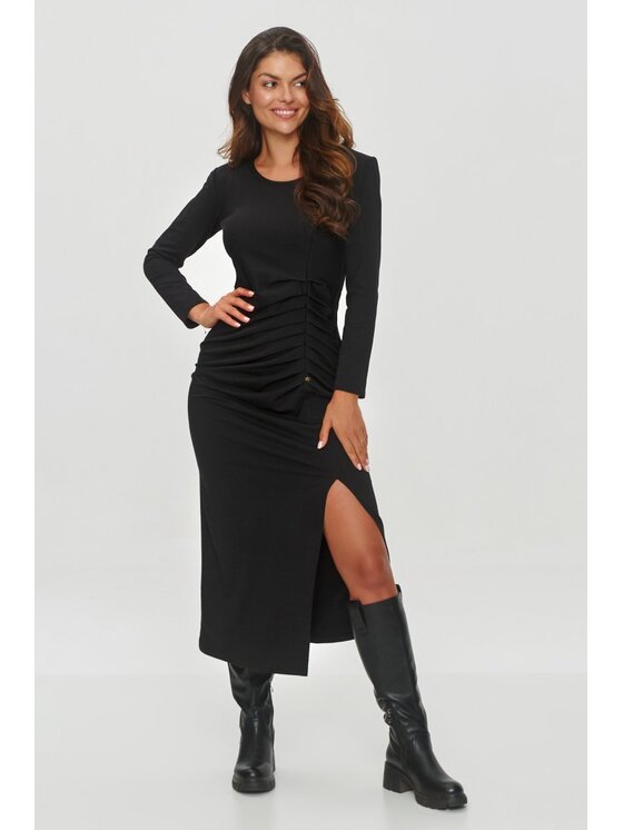 Makadamia Makadamia Sukienka codzienna M846 Czarny Shaped Fit