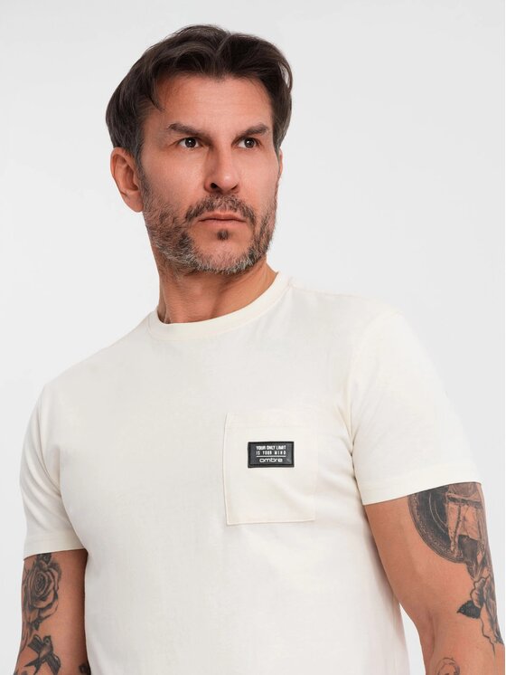 Ombre Ombre T-Shirt OM-TSCT-0109 Écru Classic Fit