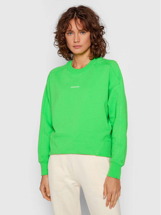 Calvin Klein Jeans Felpa Essentials J20J215463 Verde Regular Fit • Modivo.it