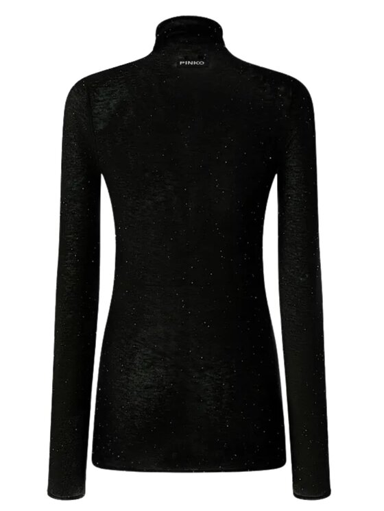 PINKO PINKO Golf Moss maglia ultrafine con micropaillettes Czarny Slim Fit