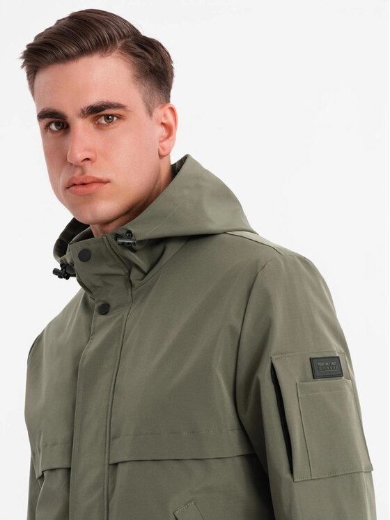 Ombre Ombre Kurtka przejściowa OM-JANP-0225 Zielony Regular Fit