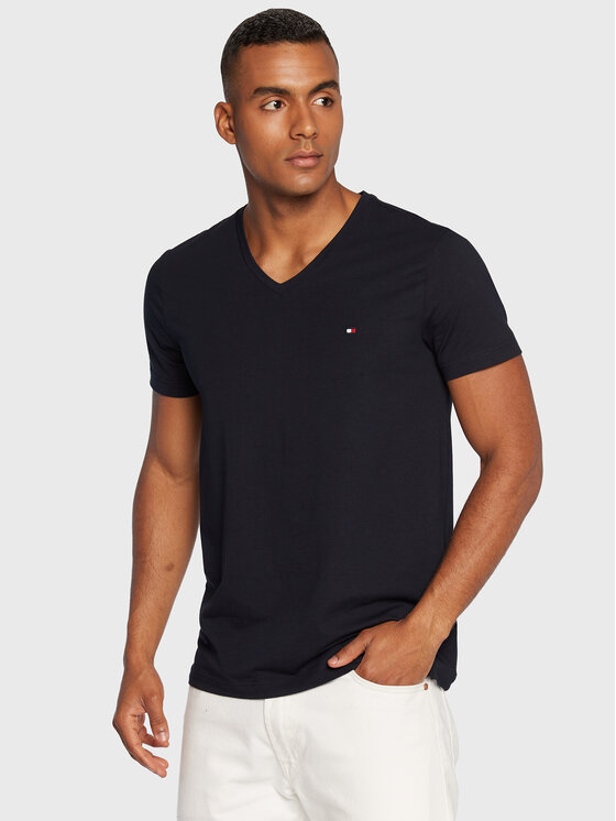 Tommy Hilfiger T-krekls Core Stretch MW0MW27540 Tumši zils Slim Fit