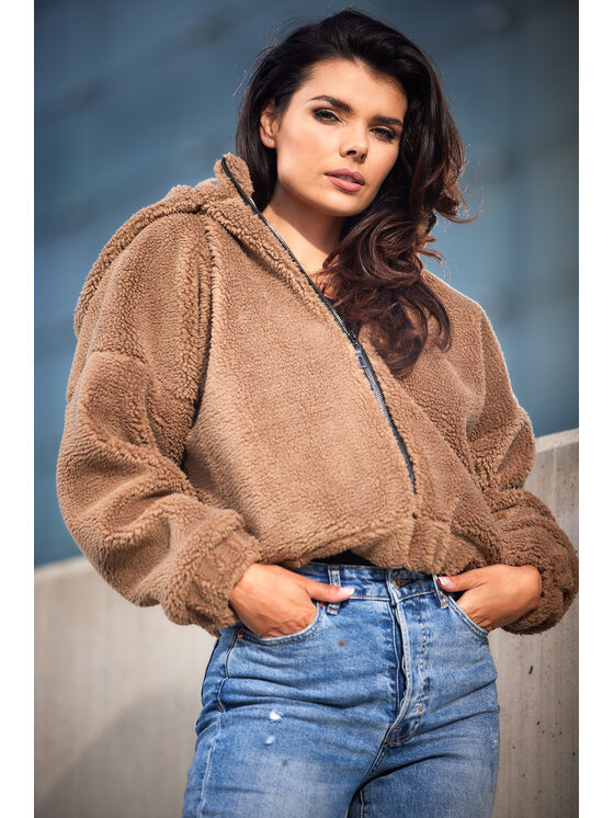 Awama Awama Kurtka damska A533 Brązowy Basic Fit