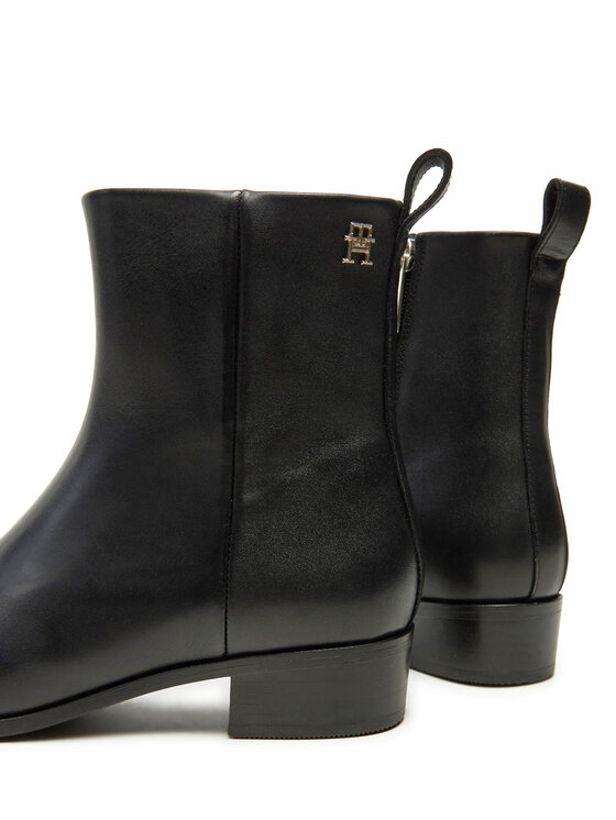 Tommy Hilfiger Tommy Hilfiger Stiefeletten Low Cowboy Flat Leather FW0FW08103 Schwarz