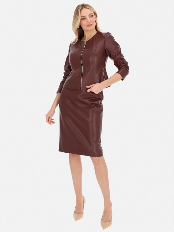 L’AF L’AF Kurtka z imitacji skóry Elegancka bordowa kurtka damska L'AF Mirel 48 Bordowy Regular Fit