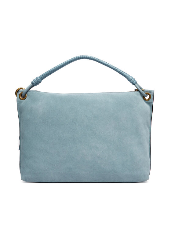 Tommy Hilfiger Tommy Hilfiger Ročna torba Th Statement Leather Bag Suede AW0AW18402 Svetlo modra